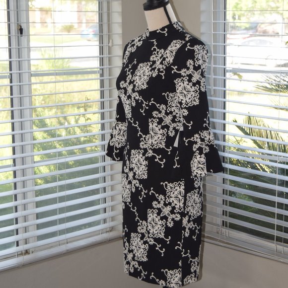 Adrianna Papell Flare Sleeve Sheath Dress - Picture 6 of 8